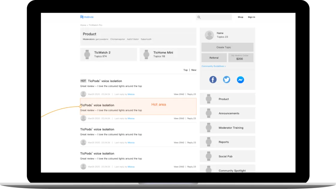 Design analysis — redesigned forum screenshot