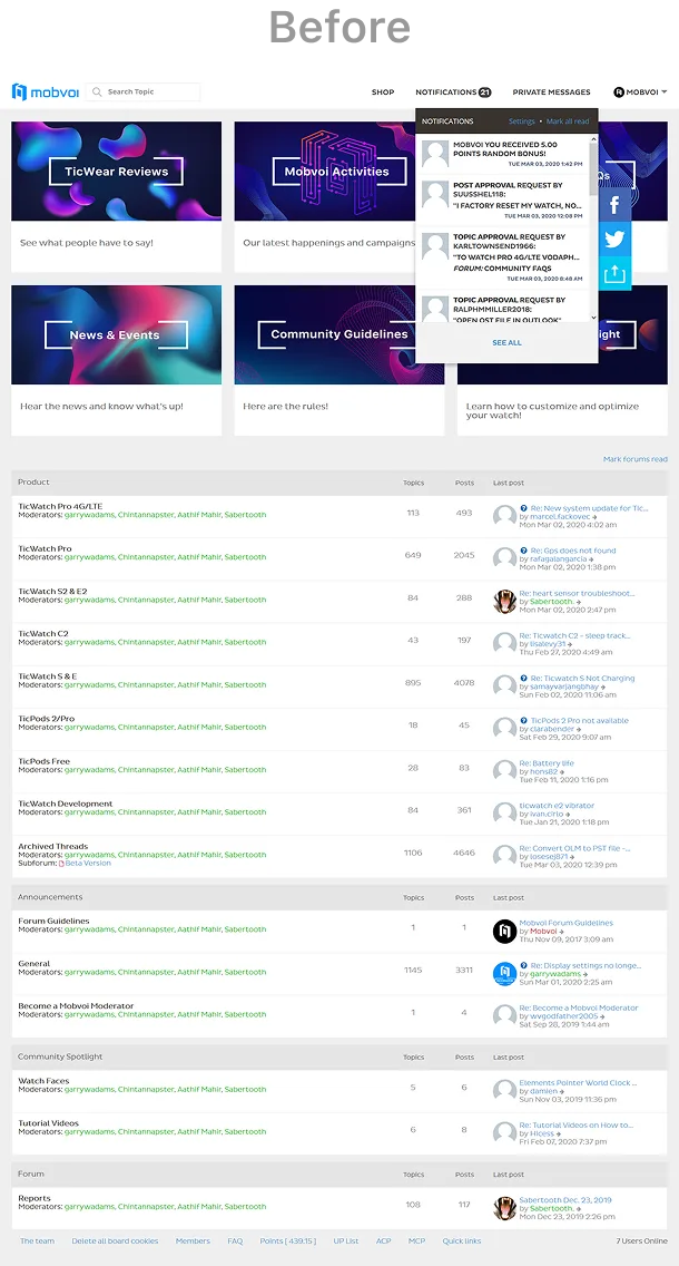 Before — original forum design