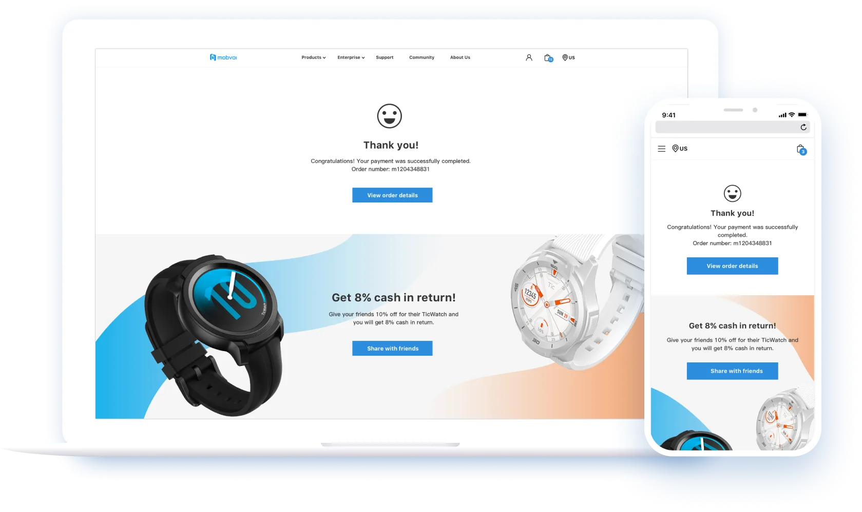 Mobvoi website mockups