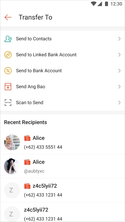 P2P Transfer — legacy UI