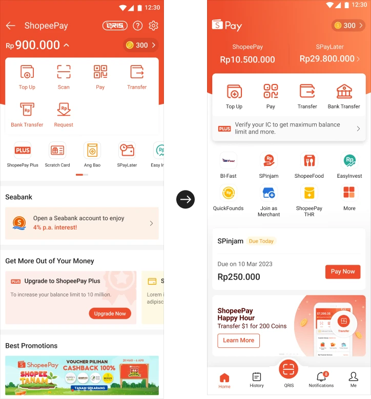 Home — Before and after phone screens