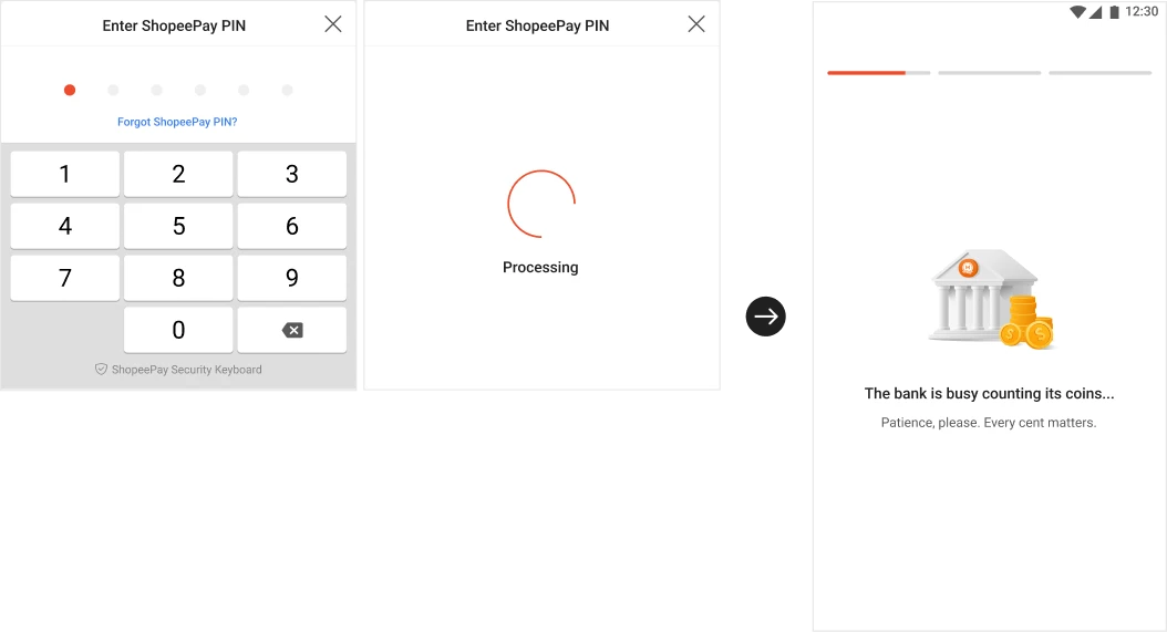 Loading — Before and after phone screens